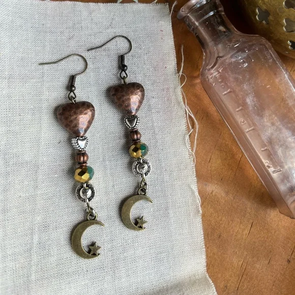 Hearts, Sun & Moon Boho Earrings - Picture 8 of 13